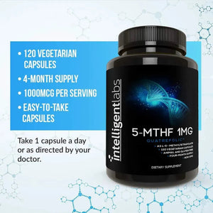 INTELLIGENT LABS - Intelligent Labs 1Mg. 5-MTHF Methylfolate 120 Capsulas - The Red Vitamin MX - Suplementos Alimenticios - {{ shop.shopifyCountryName }}