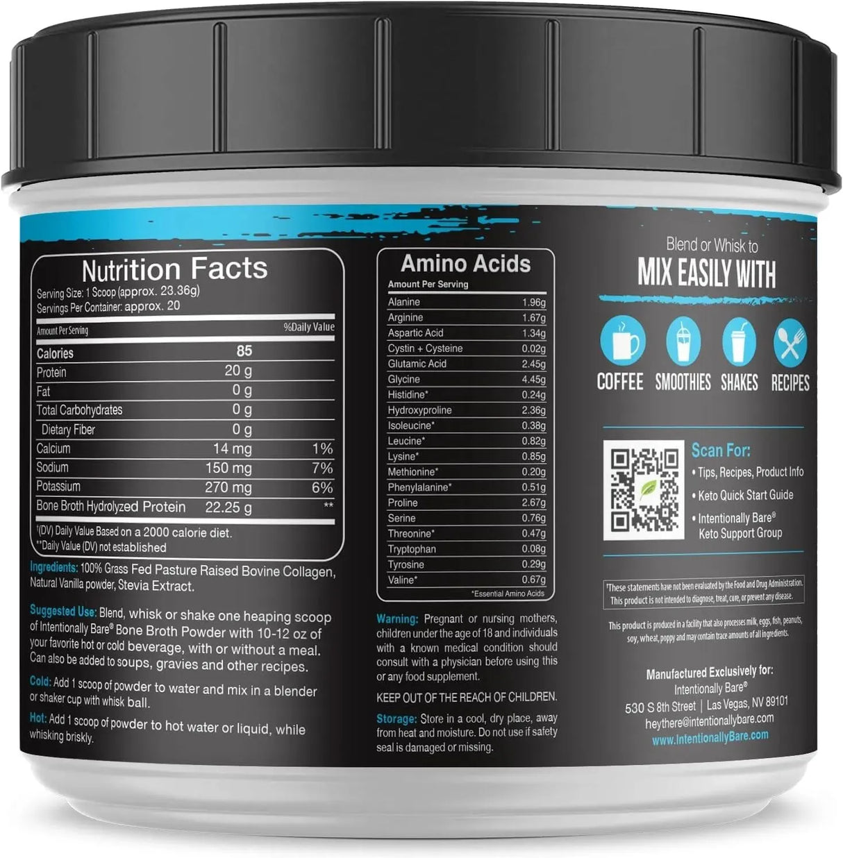 INTENTIONALLY BARE - Intentionally Bare Bone Broth Organic Protein Powder Vanilla 467Gr. - The Red Vitamin MX - Suplementos Alimenticios - {{ shop.shopifyCountryName }}