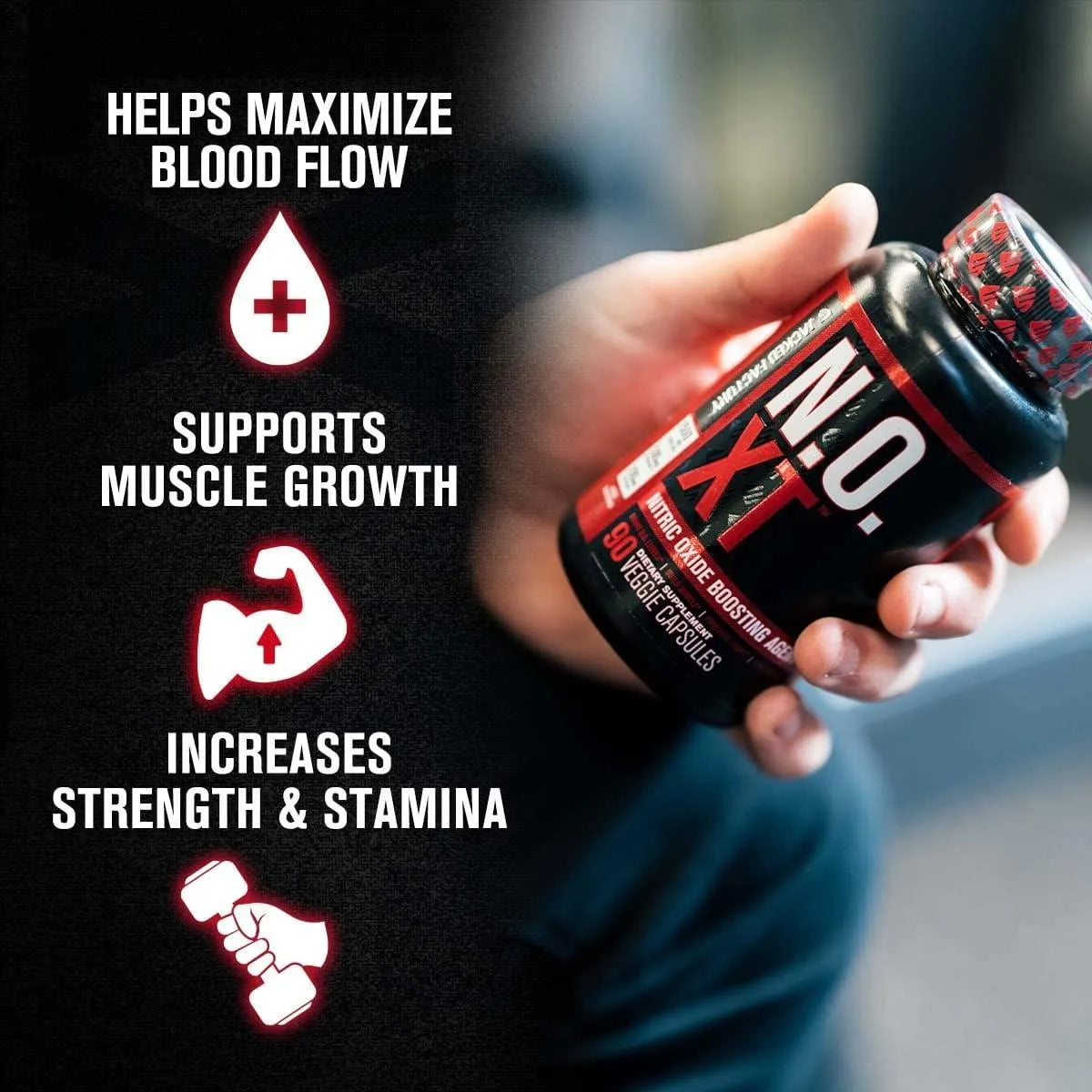 JACKED FACTORY - Jacked Factory N.O. XT Nitric Oxide Supplement Extra Strength Pre Workout N.O. Booster & Muscle Builder - The Red Vitamin MX - Suplementos Alimenticios - {{ shop.shopifyCountryName }}