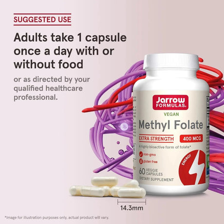 JARROW FORMULAS - Jarrow Formulas Extra Strength Methyl Folate 400mcg 60 Capsulas - The Red Vitamin MX - Suplementos Alimenticios - {{ shop.shopifyCountryName }}