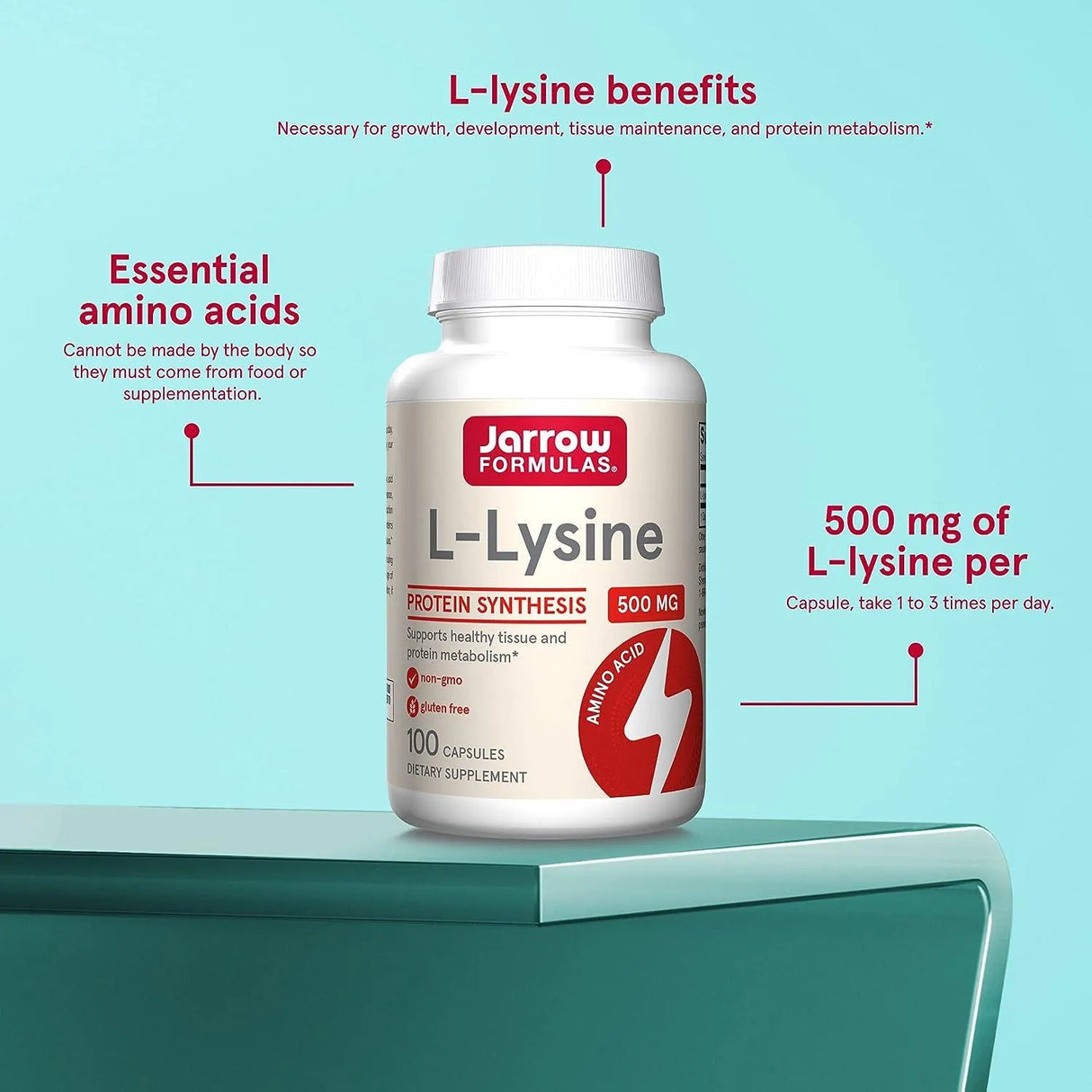 JARROW FORMULAS - Jarrow Formulas L-Lysine 500Mg. 100 Capsulas - The Red Vitamin MX - Suplementos Alimenticios - {{ shop.shopifyCountryName }}