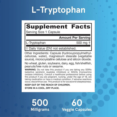 JARROW FORMULAS - Jarrow Formulas L-Tryptophan 500Mg. 60 Capsulas - The Red Vitamin MX - Suplementos Alimenticios - {{ shop.shopifyCountryName }}