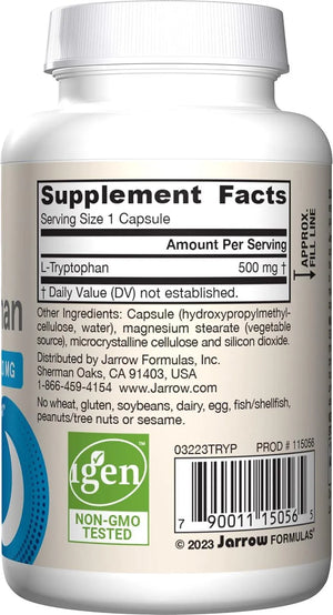 JARROW FORMULAS - Jarrow Formulas L-Tryptophan 500Mg. 60 Capsulas - The Red Vitamin MX - Suplementos Alimenticios - {{ shop.shopifyCountryName }}