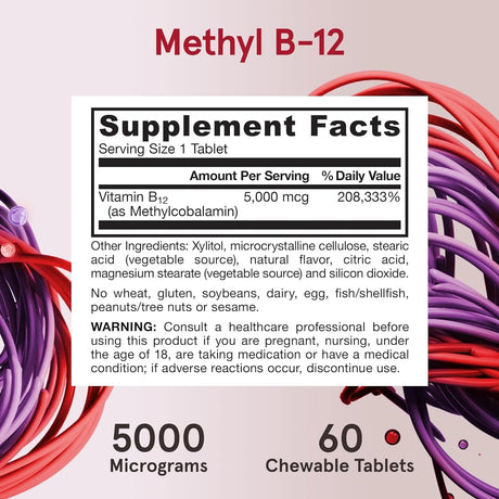 JARROW FORMULAS - Jarrow Formulas Maximum Strength Methyl B-12 5000mcg 60 Tabletas Masticables - The Red Vitamin MX - Suplementos Alimenticios - {{ shop.shopifyCountryName }}