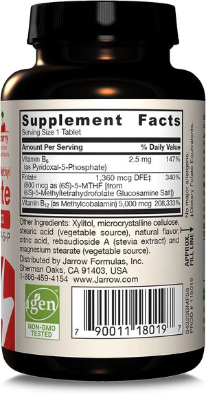 JARROW FORMULAS - Jarrow Formulas Methyl B-12 & Methylfolate + P5P B6 60 Pastillas Chupables - The Red Vitamin MX - Suplementos Alimenticios - {{ shop.shopifyCountryName }}