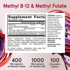 JARROW FORMULAS - Jarrow Formulas Methyl B-12/Methyl Folate 100 Tabletas Masticables - The Red Vitamin MX - Suplementos Alimenticios - {{ shop.shopifyCountryName }}