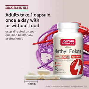 JARROW FORMULAS - Jarrow Formulas Methyl Folate 1000mcg 100 Capsulas - The Red Vitamin MX - Suplementos Alimenticios - {{ shop.shopifyCountryName }}