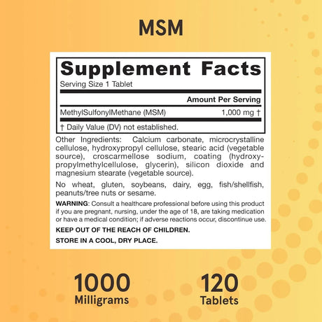 JARROW FORMULAS - Jarrow Formulas MSM 1000Mg. 120 Tabletas - The Red Vitamin MX - Suplementos Alimenticios - {{ shop.shopifyCountryName }}