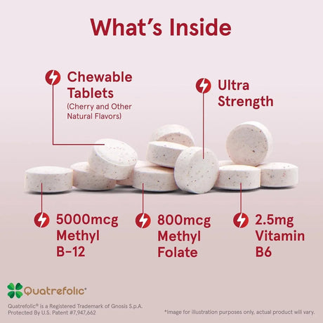 JARROW FORMULAS - Jarrow Formulas Ultra Strength Methyl B-12 5000mcg & Methyl Folate 800mcg 60 Tabletas Masticables - The Red Vitamin MX - Suplementos Alimenticios - {{ shop.shopifyCountryName }}