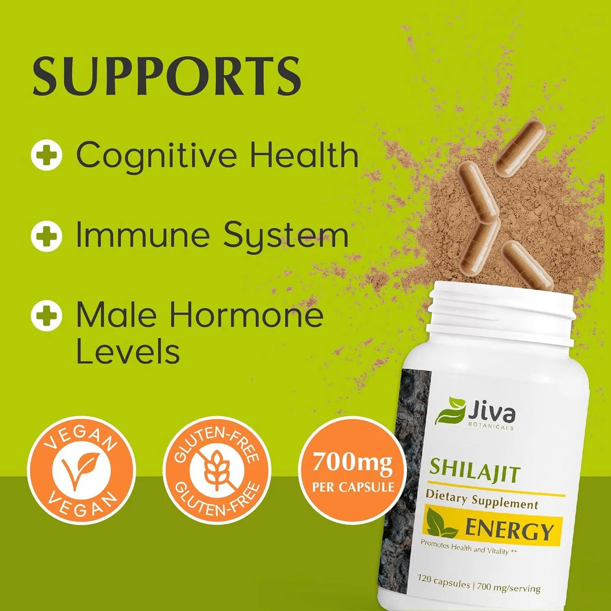 JIVA BOTANICALS - Jiva Botanicals Shilajit Supplement 700Mg. 120 Capsulas - The Red Vitamin MX - Suplementos Alimenticios - {{ shop.shopifyCountryName }}