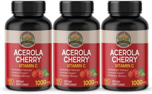 JUST NATURAL - Just Natural Acerola Cherry Vitamin C 1000Mg. 180 Tabletas 3 Pack - The Red Vitamin MX - Suplementos Alimenticios - {{ shop.shopifyCountryName }}