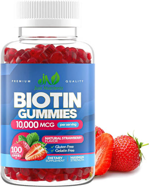 JUST NUTRIENTS - Just Nutrients Biotin 10,000mcg Gummies Hair Growth, Skin & Nails 100 Gomitas - The Red Vitamin MX - Suplementos Alimenticios - {{ shop.shopifyCountryName }}