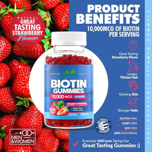 JUST NUTRIENTS - Just Nutrients Biotin 10,000mcg Gummies Hair Growth, Skin & Nails 100 Gomitas - The Red Vitamin MX - Suplementos Alimenticios - {{ shop.shopifyCountryName }}