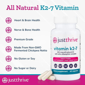 JUST THRIVE - Just Thrive Vitamin K2-7 60 Capsulas - The Red Vitamin MX - Suplementos Alimenticios - {{ shop.shopifyCountryName }}