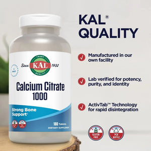 KAL - KAL Calcium Citrate 1000Mg. 180 Tabletas - The Red Vitamin MX - Suplementos Alimenticios - {{ shop.shopifyCountryName }}