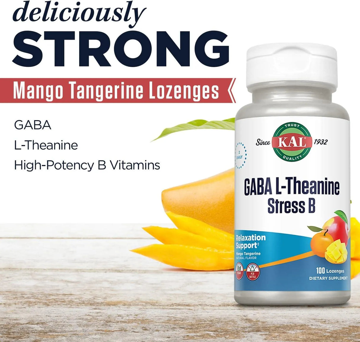 KAL - KAL GABA L-Theanine Stress B 100 Tabletas Masticables - The Red Vitamin MX - Suplementos Alimenticios - {{ shop.shopifyCountryName }}