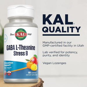 KAL - KAL GABA L-Theanine Stress B 100 Tabletas Masticables - The Red Vitamin MX - Suplementos Alimenticios - {{ shop.shopifyCountryName }}