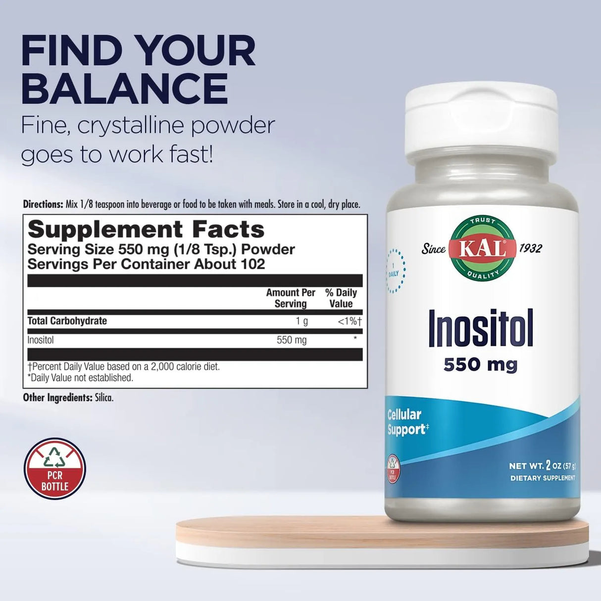 KAL - KAL Inositol Powder 550Mg. 57Gr. - The Red Vitamin MX - Suplementos Alimenticios - {{ shop.shopifyCountryName }}