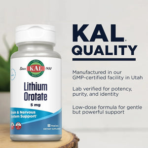 KAL - KAL Lithium Orotate 5Mg. 60 Capsulas - The Red Vitamin MX - Suplementos Alimenticios - {{ shop.shopifyCountryName }}