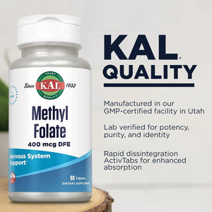 KAL - KAL Methyl Folate 400mcg 90 Tabletas - The Red Vitamin MX - Suplementos Alimenticios - {{ shop.shopifyCountryName }}