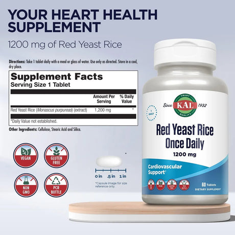 KAL - KAL Red Yeast Rice Once Daily 1200Mg. 60 Tabletas - The Red Vitamin MX - Suplementos Alimenticios - {{ shop.shopifyCountryName }}