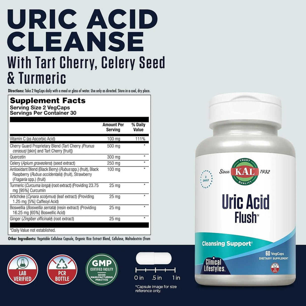 KAL - KAL Uric Acid Flush 60 Capsulas - The Red Vitamin MX - Suplementos Alimenticios - {{ shop.shopifyCountryName }}