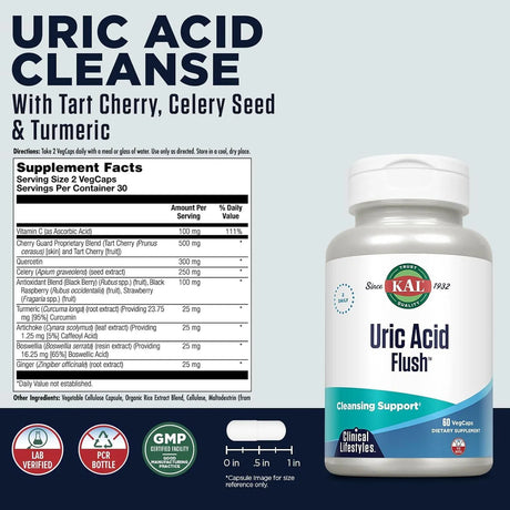 KAL - KAL Uric Acid Flush 60 Capsulas - The Red Vitamin MX - Suplementos Alimenticios - {{ shop.shopifyCountryName }}