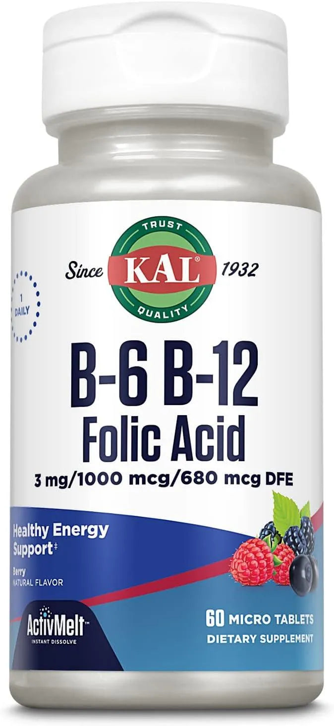 KAL - KAL Vitamin B-6 B-12 & Folic Acid 60 Tabletas - The Red Vitamin MX - Suplementos Alimenticios - {{ shop.shopifyCountryName }}