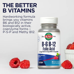 KAL - KAL Vitamin B-6 B-12 & Folic Acid 60 Tabletas - The Red Vitamin MX - Suplementos Alimenticios - {{ shop.shopifyCountryName }}