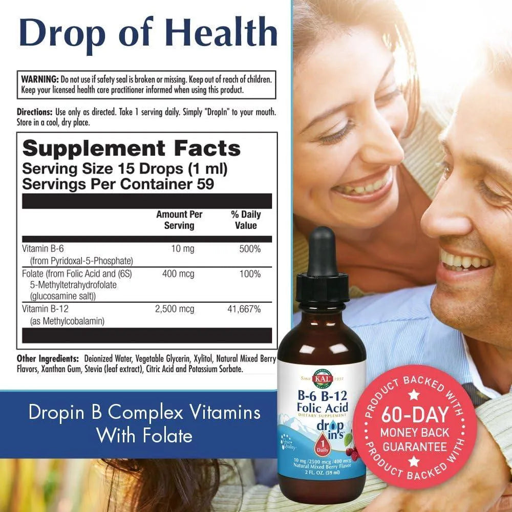 KAL - KAL Vitamin B-6 B-12 Folic Acid Drops 59Ml. - The Red Vitamin MX - Suplementos Alimenticios - {{ shop.shopifyCountryName }}