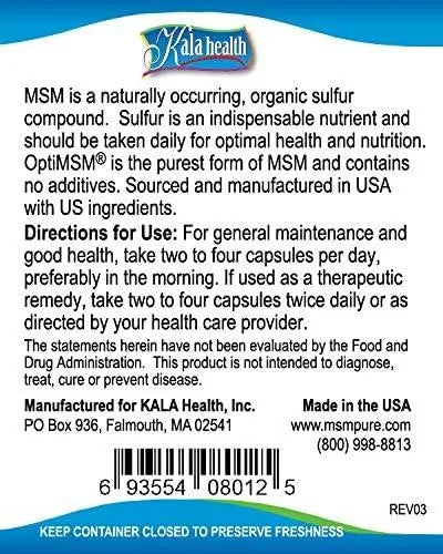 KALA HEALTH - Kala Health MSMPure Vegetarian 1000Mg. 500 Capsulas - The Red Vitamin MX - Suplementos Alimenticios - {{ shop.shopifyCountryName }}