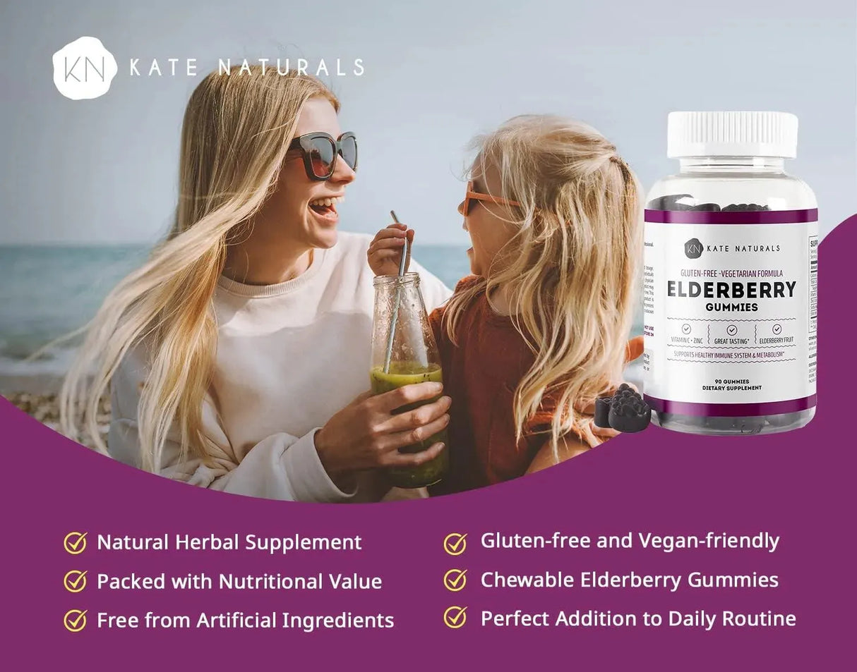 KATE NATURALS - Kate Naturals Elderberry Gummies 90 Gomitas - The Red Vitamin MX - Suplementos Alimenticios - {{ shop.shopifyCountryName }}