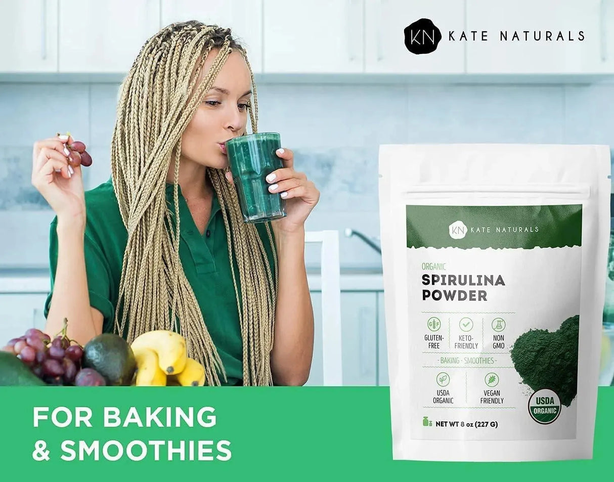 KATE NATURALS - Kate Naturals Organic Spirulina Powder 227Gr. - The Red Vitamin MX - Suplementos Alimenticios - {{ shop.shopifyCountryName }}