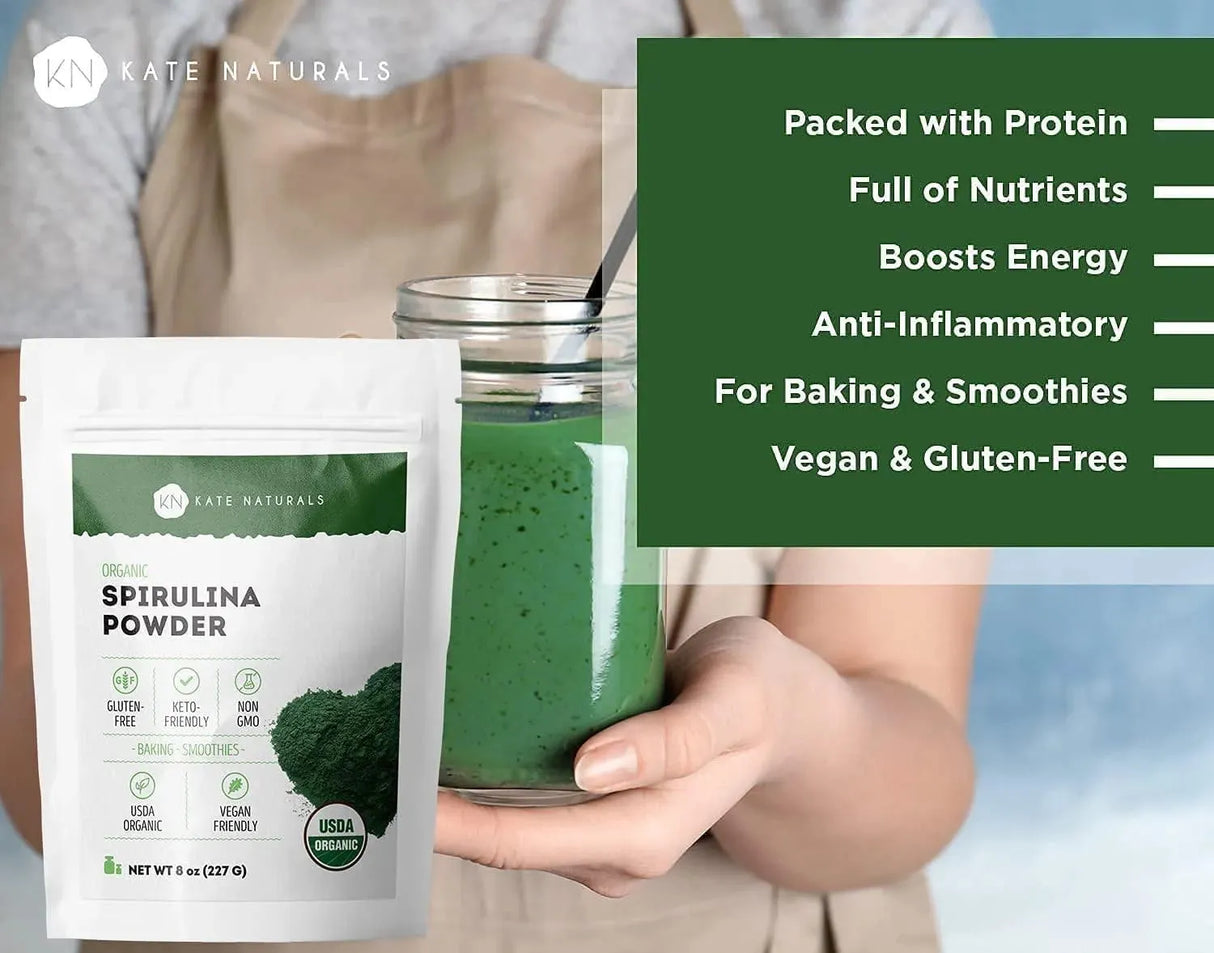 KATE NATURALS - Kate Naturals Organic Spirulina Powder 227Gr. - The Red Vitamin MX - Suplementos Alimenticios - {{ shop.shopifyCountryName }}