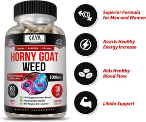 KAYA NATURALS - Kaya Naturals Horny Goat Weed Extract 60 Capsulas - The Red Vitamin MX - Suplementos Alimenticios - {{ shop.shopifyCountryName }}