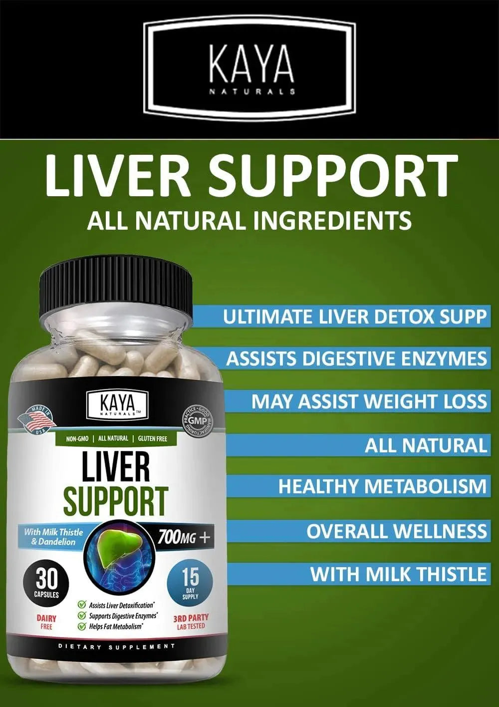 KAYA NATURALS - Kaya Naturals Liver Cleanse Detox & Repair 30 Capsulas - The Red Vitamin MX - Suplementos Alimenticios - {{ shop.shopifyCountryName }}