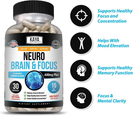 KAYA NATURALS - Kaya Naturals Neuro Brain for Memory & Focus Nootropic 30 Capsulas - The Red Vitamin MX - Suplementos Alimenticios - {{ shop.shopifyCountryName }}