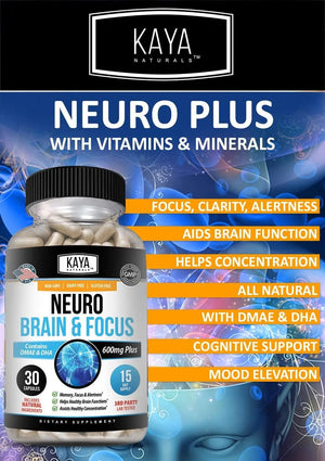 KAYA NATURALS - Kaya Naturals Neuro Brain for Memory & Focus Nootropic 30 Capsulas - The Red Vitamin MX - Suplementos Alimenticios - {{ shop.shopifyCountryName }}