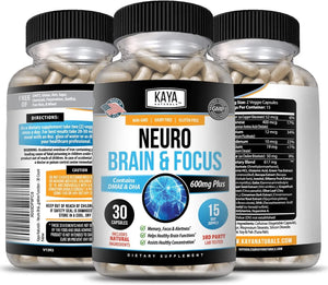 KAYA NATURALS - Kaya Naturals Neuro Brain for Memory & Focus Nootropic 30 Capsulas - The Red Vitamin MX - Suplementos Alimenticios - {{ shop.shopifyCountryName }}