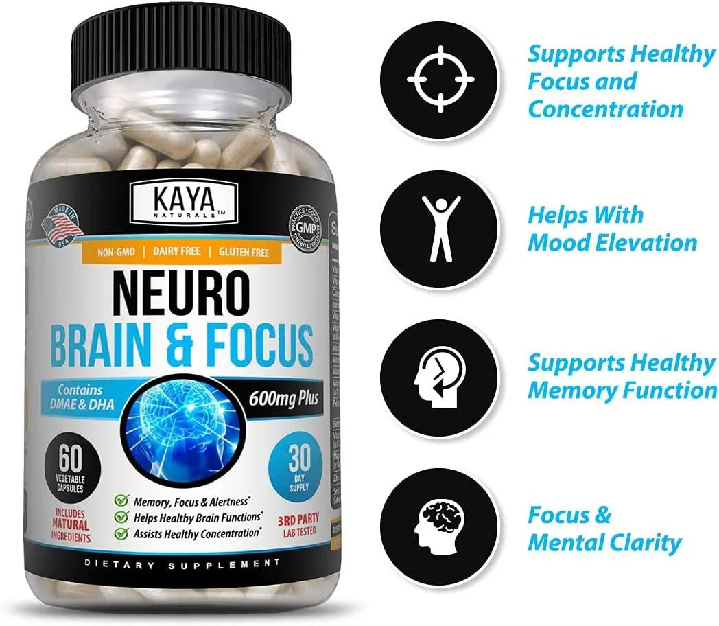 KAYA NATURALS - Kaya Naturals Neuro Brain for Memory & Focus Nootropic 60 Capsulas - The Red Vitamin MX - Suplementos Alimenticios - {{ shop.shopifyCountryName }}