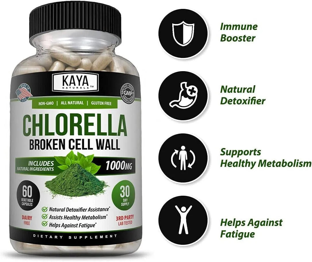 KAYA NATURALS - Kaya Naturals Organic Chlorella Broken Down Cell Wall 60 Capsulas - The Red Vitamin MX - Suplementos Alimenticios - {{ shop.shopifyCountryName }}