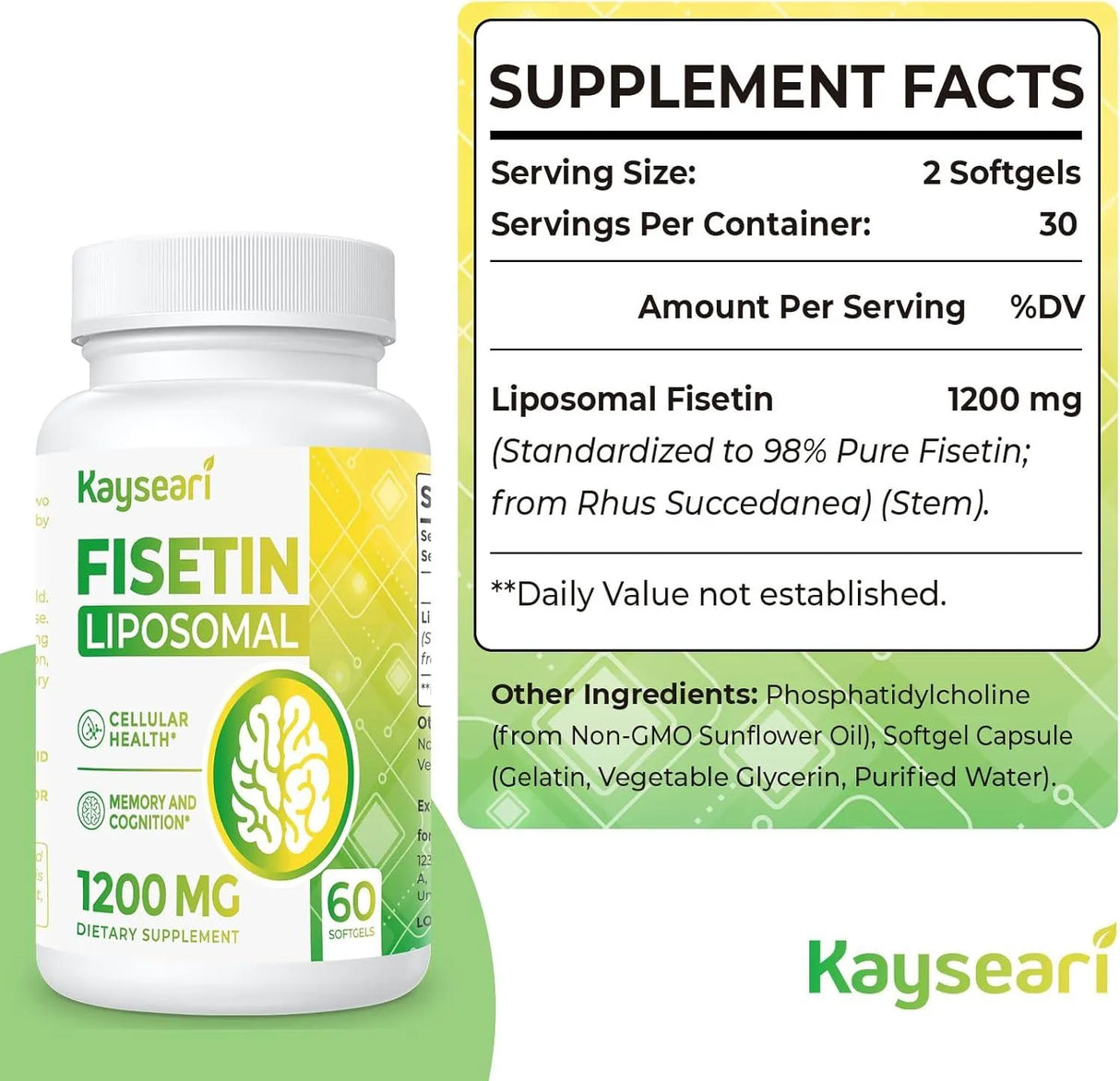 KAYSEARI - Kayseari Fisetin 1200Mg. 60 Capsulas 2 Pack - The Red Vitamin MX - Suplementos Alimenticios - {{ shop.shopifyCountryName }}