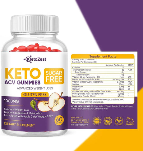 KETOZEST - KetoZest Keto Apple Cider Vinegar 60 Gomitas - The Red Vitamin MX - Suplementos Alimenticios - {{ shop.shopifyCountryName }}