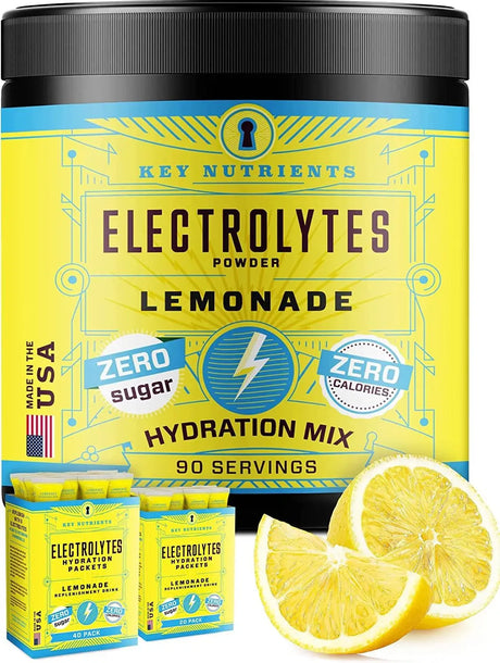 KEY NUTRIENTS - Key Nutrients Electrolytes Powder - Refreshing Lemonade Electrolyte Drink Mix 90 Servicios - The Red Vitamin MX - Suplementos Alimenticios - {{ shop.shopifyCountryName }}
