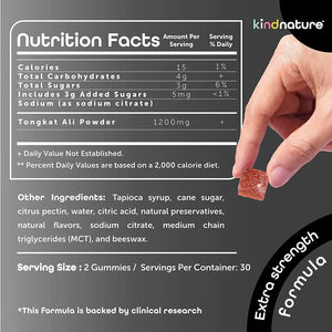 KINDNATURE - KindNature Tongkat Ali 1200Mg. 60 Gomitas - The Red Vitamin MX - Suplementos Alimenticios - {{ shop.shopifyCountryName }}