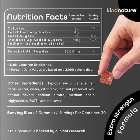 KINDNATURE - KindNature Tongkat Ali 1200Mg. 60 Gomitas - The Red Vitamin MX - Suplementos Alimenticios - {{ shop.shopifyCountryName }}