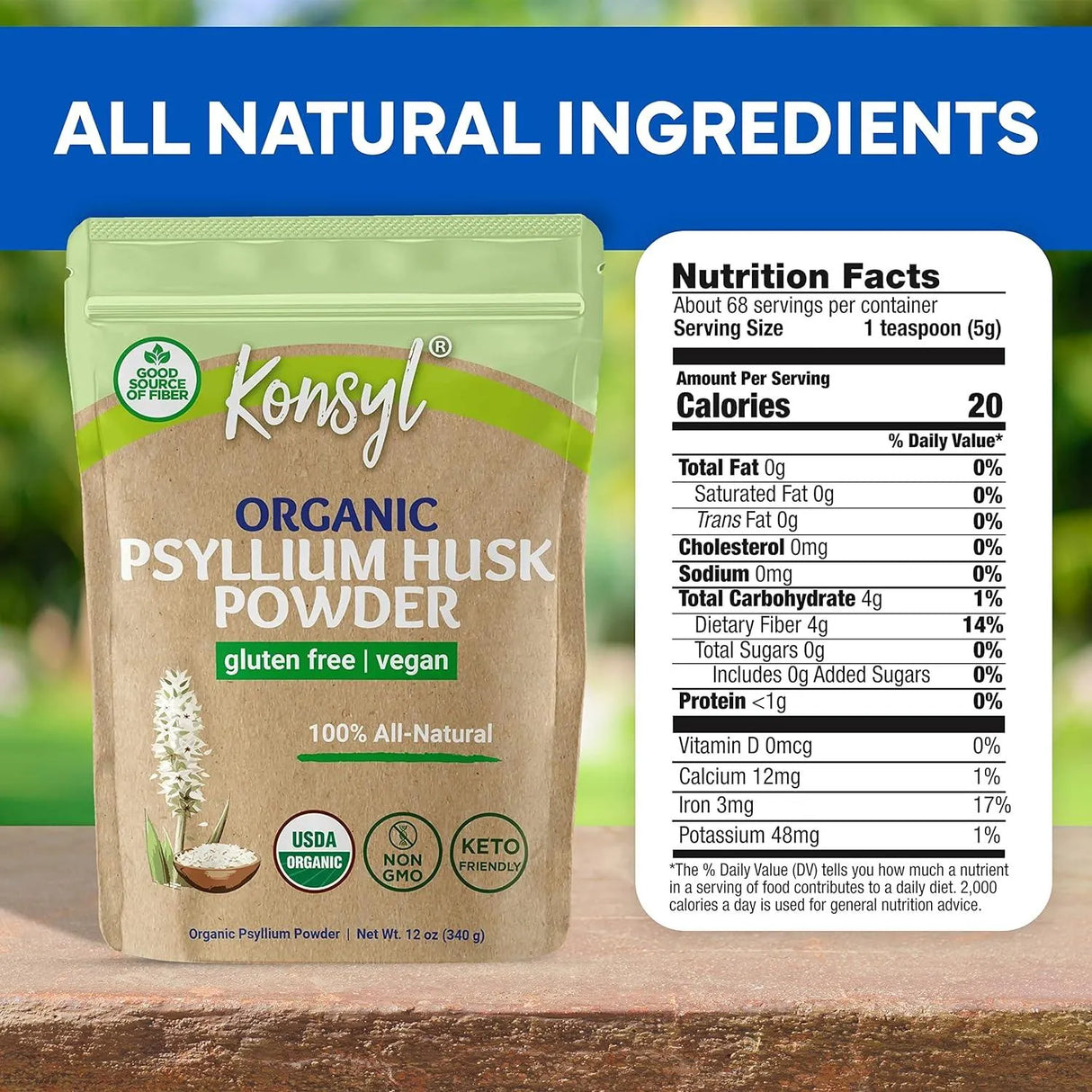 KONSYL - Konsyl Organic Psyllium Husk Powder 340Gr. - The Red Vitamin MX - Suplementos Alimenticios - {{ shop.shopifyCountryName }}