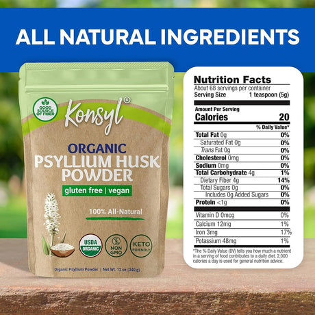 KONSYL - Konsyl Organic Psyllium Husk Powder 340Gr. - The Red Vitamin MX - Suplementos Alimenticios - {{ shop.shopifyCountryName }}