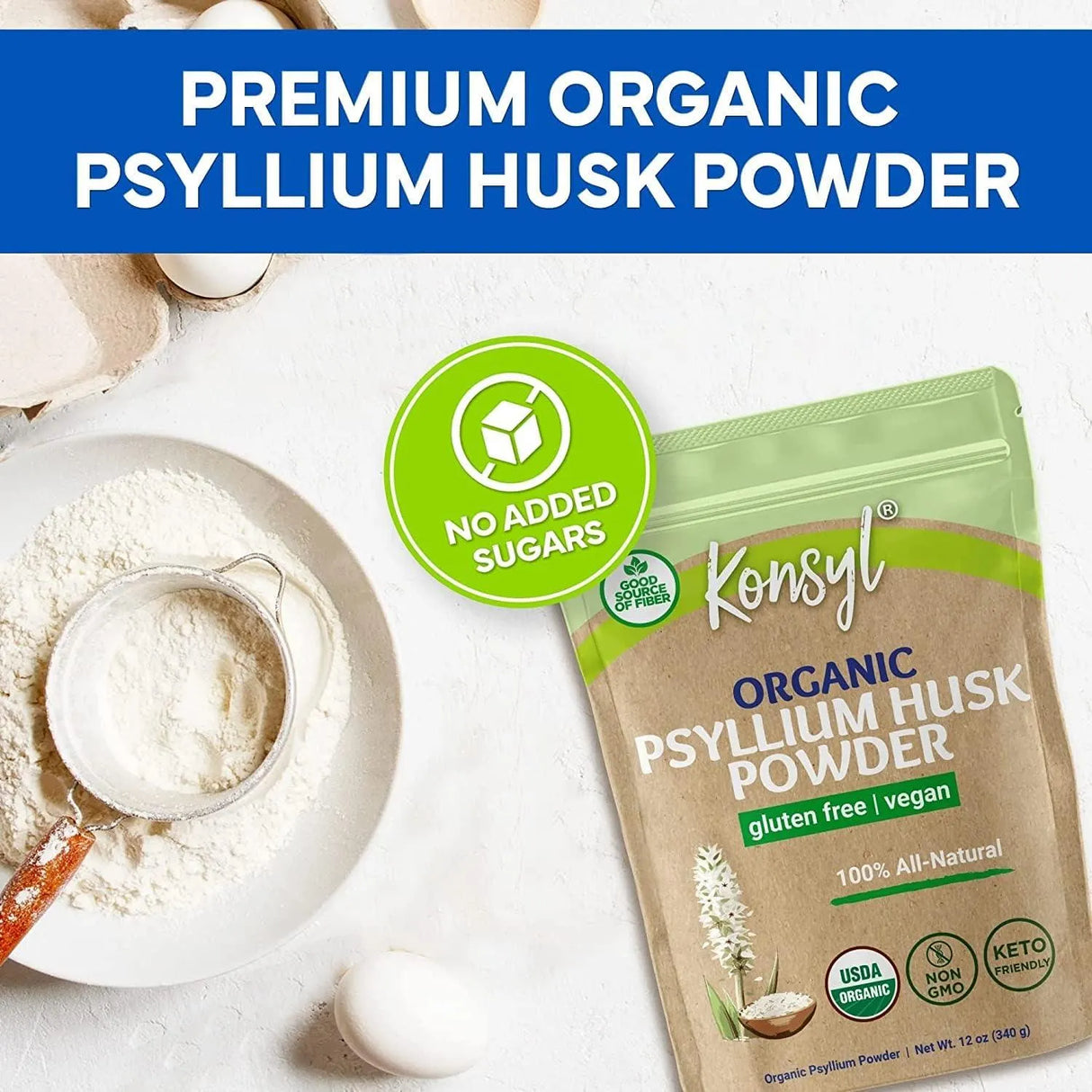 KONSYL - Konsyl Organic Psyllium Husk Powder 340Gr. - The Red Vitamin MX - Suplementos Alimenticios - {{ shop.shopifyCountryName }}