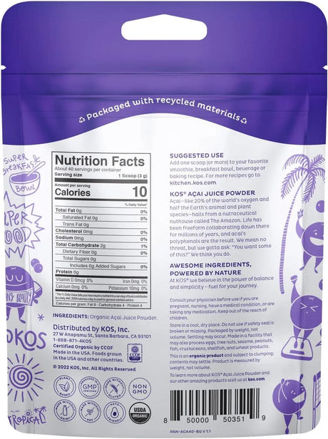 KOS - KOS Organic Acai Powder 120Gr. - The Red Vitamin MX - Suplementos Alimenticios - {{ shop.shopifyCountryName }}